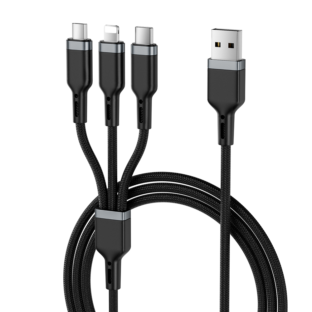 Wiwu Wi-C014 Platinum Serisi 3in1 USB-A to Lightning – Type-C – Micro Şarj ve Data Kablosu 3.1A 1.2m - 3