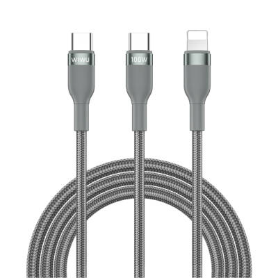 Wiwu Wi-C029 Concise Series 2in1 Type-C to Lightning PD Data and Charging Cable 100W 1.2M Grey