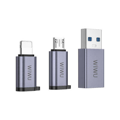 Wiwu Wi-C031 Concise Series 3in1 Type-C to USB-A/Type-C/Lightning Adapter Package Grey