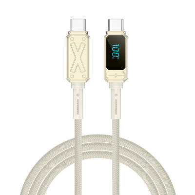 Wiwu Wi-C038 Titan Series Type-C to Type-C PD 100W LED Digital Display Charging and Data Cable 1.2M Cream