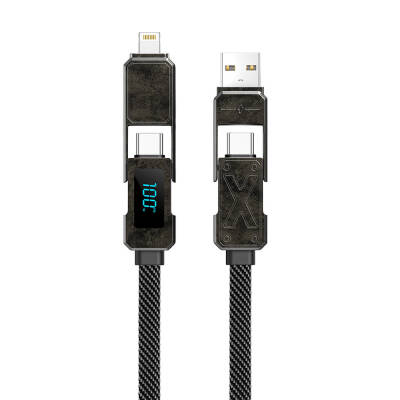 Wiwu Wi-C039 Titan Series 4in1 A+C to C+L Charging and Data Cable with LED Digital Display 1.5M Black