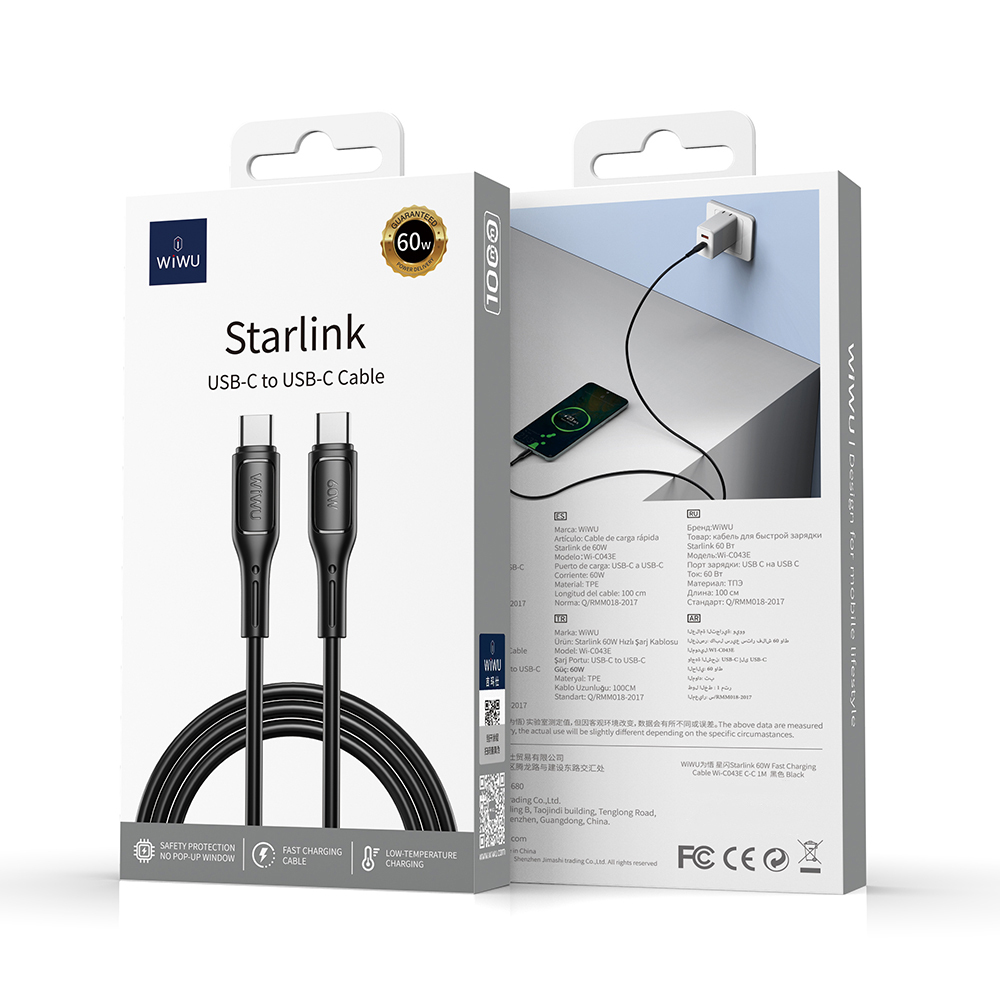 Wiwu Wi-C043E Starlink Serisi Type-C to Type-C Hızlı Şarj Özellikli Data ve Şarj Kablosu 60W 1M - 11