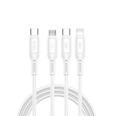 Wiwu Wi-C046E Starlink Serisi 3in1 USB-C to Lightning – Type-C – Micro Şarj ve Data Kablosu 60W 1.2M Beyaz