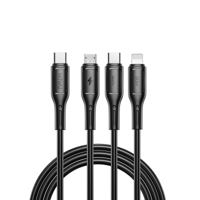 Wiwu Wi-C046E Starlink Serisi 3in1 USB-C to Lightning – Type-C – Micro Şarj ve Data Kablosu 60W 1.2M Siyah