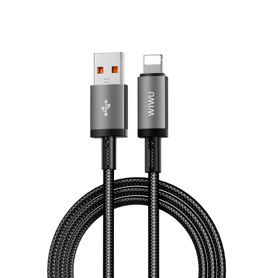 Wiwu Wi-C055 Titanlink Serisi USB-A to Lightning Hızlı Şarj Özellikli Data ve Şarj Kablosu 1M Gri