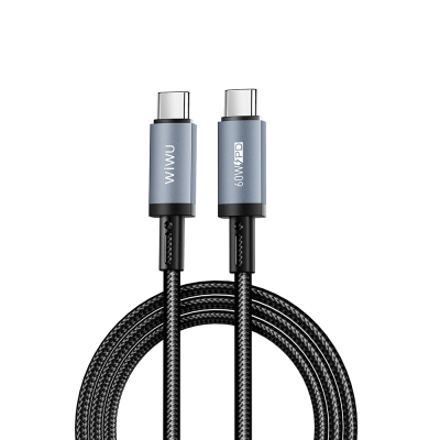 Wiwu Wi-C061 Titanlink Serisi Type-C to Type-C Hızlı Şarj Özellikli PD Data ve Şarj Kablosu 60W 2.5M Gri
