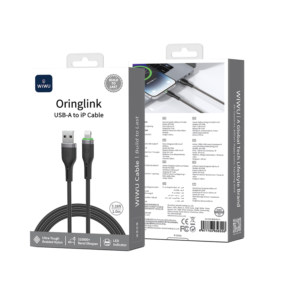 Wiwu Wi-C068 Orginlink Serisi LED Göstergeli USB-A to Lightning Hızlı Şarj Özellikli Data ve Şarj Kablosu 1M - 4