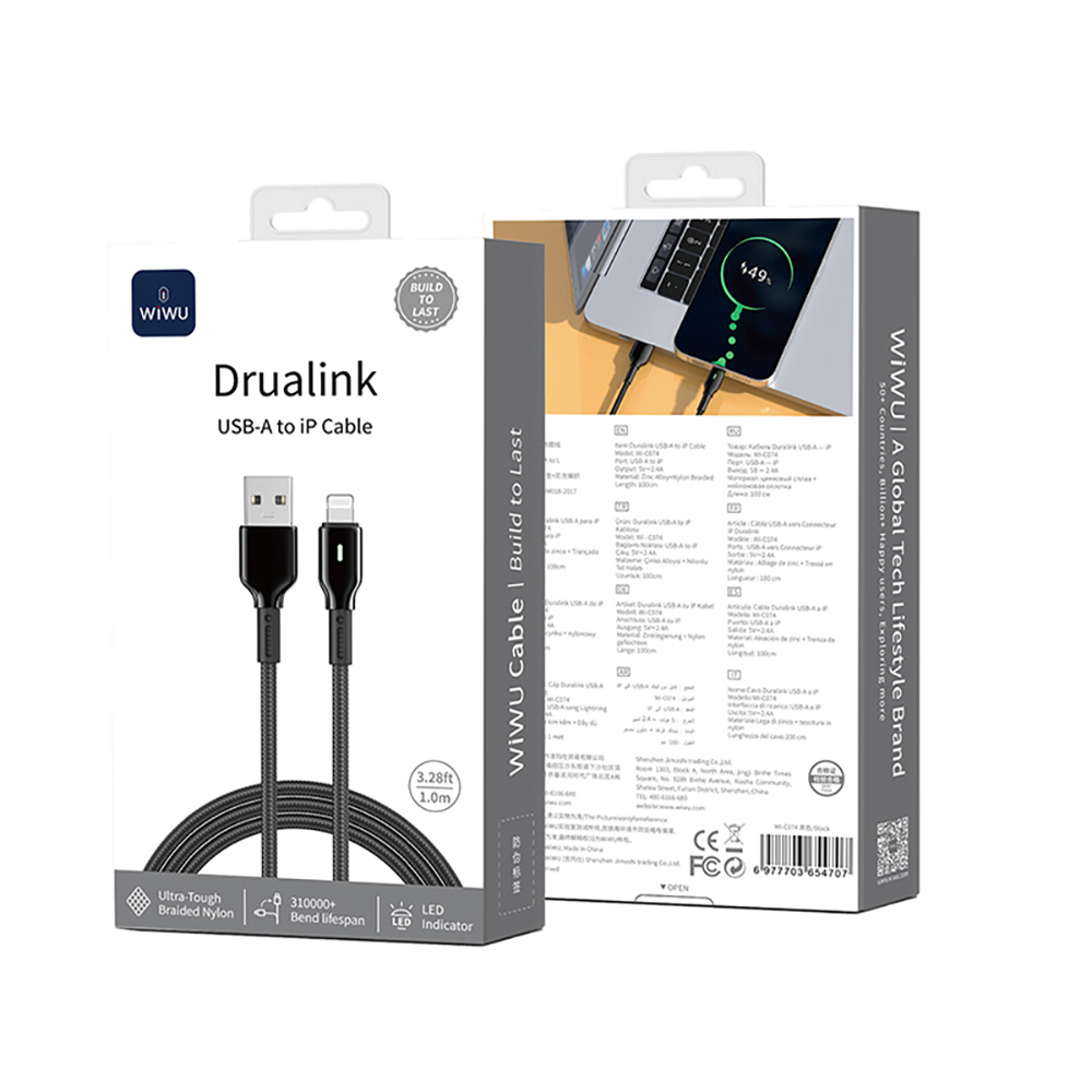 Wiwu Wi-C074 Drualink Series USB-A to Lightning Fast Charging Cable 1M - 4