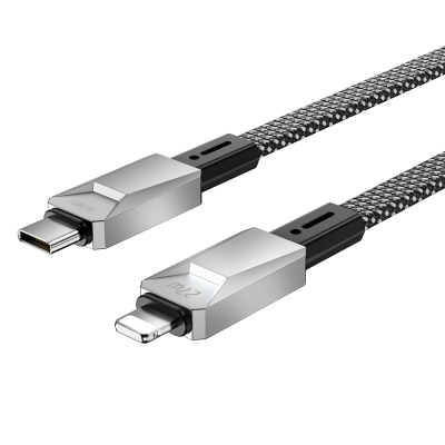 Wiwu Wi-C077 Cyberlink Serisi Type-C to Lightning Hızlı Şarj Özellikli Data ve Şarj Kablosu 27W 1M Gümüş