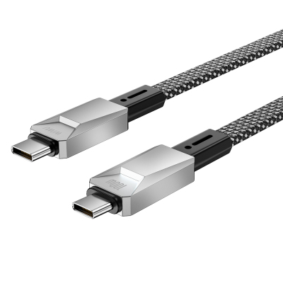Wiwu Wi-C078 Cyberlink Serisi Type-C to Type-C PD Hızlı Şarj Özellikli Data ve Şarj Kablosu 100W 1M Gümüş