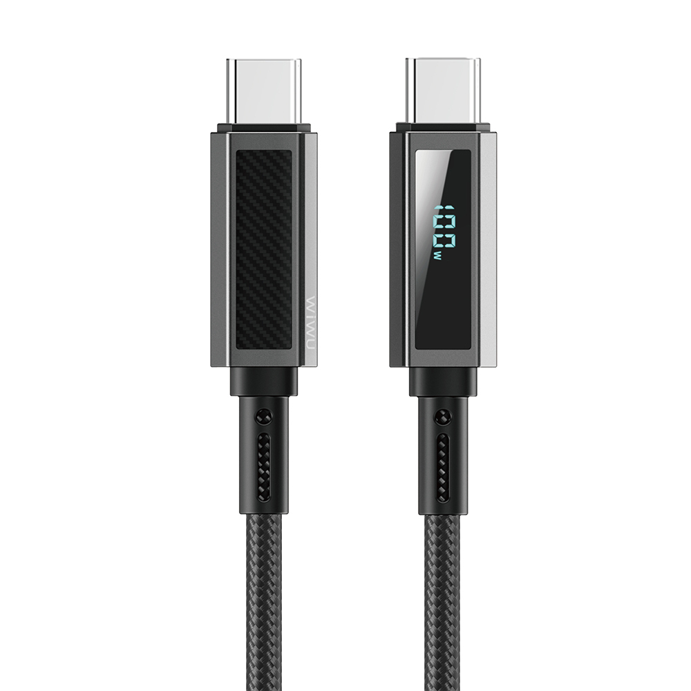Wiwu Wi-C079 Warriors Series Aramid Fiber Digital LED Display Type-C to Type-C PD Data and Charging Cable 100W 1.2M - 3