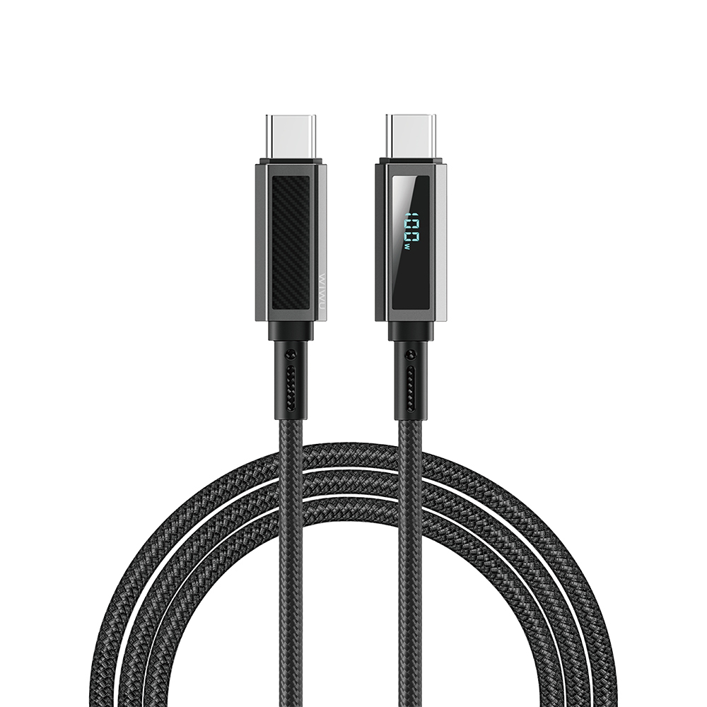 Wiwu Wi-C079 Warriors Series Aramid Fiber Digital LED Display Type-C to Type-C PD Data and Charging Cable 100W 1.2M - 4