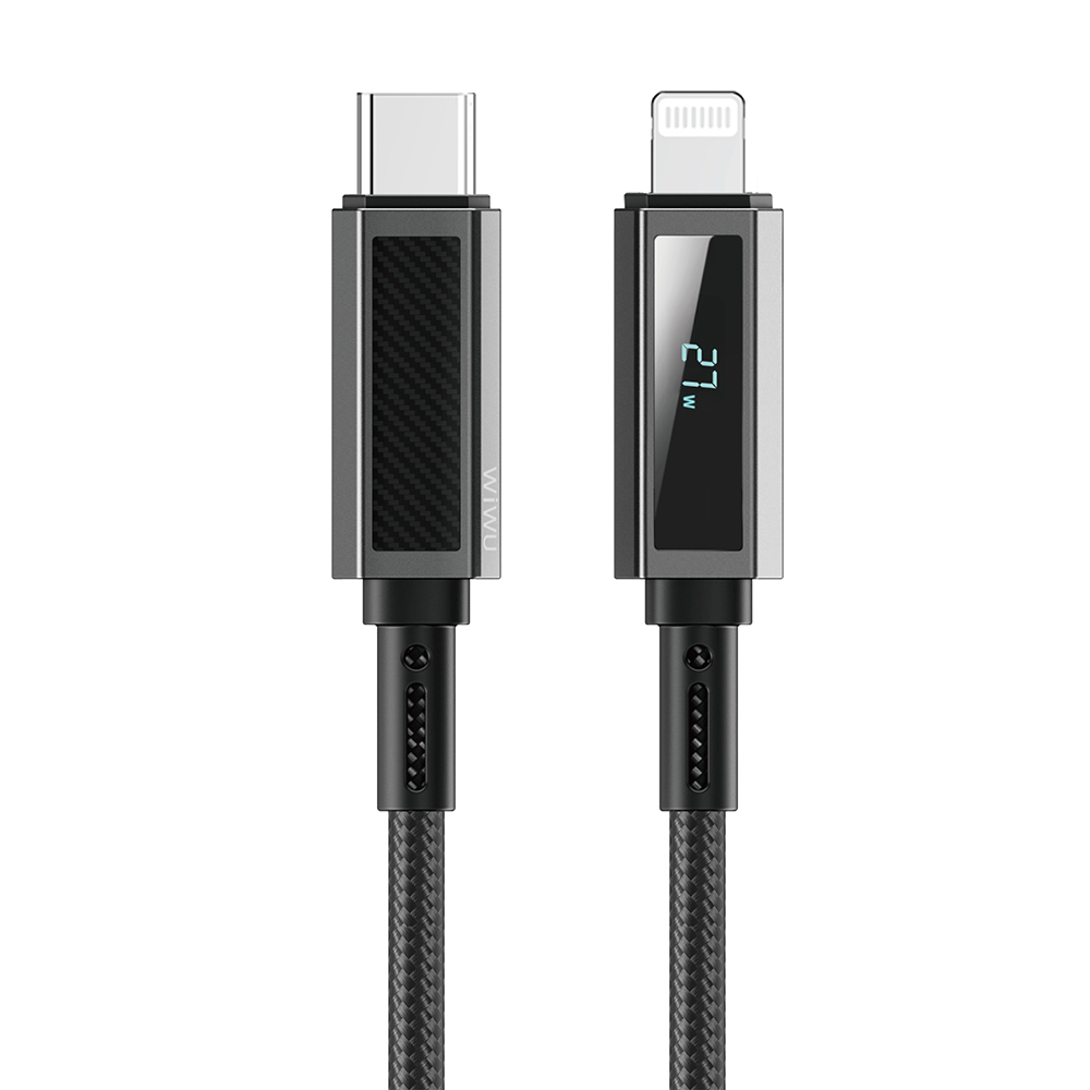 Wiwu Wi-C080 Warriors Series Aramid Fiber Digital LED Display Type-C to Lightning PD Data and Charging Cable 27W 1M - 3