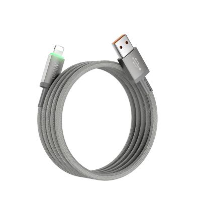 Wiwu Wi-C081 Maglink Series Illuminated Magnetic USB-A to Lightning Illuminated Fast Charging Data and Charging Cable 1M Grey