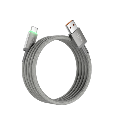 Wiwu Wi-C082 Maglink Series LED Indicator USB-A to Type-C Fast Charging Data and Charging Cable 60W 1M Grey
