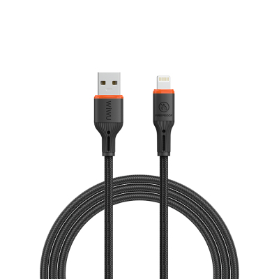 Wiwu Wi-C095 FlameGuard Serisi USB-A to Lightning Data ve Şarj Kablosu 1.2M Siyah