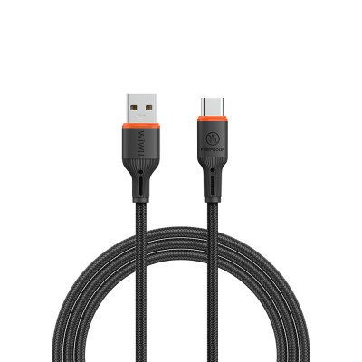 Wiwu Wi-C096 Flame Guard Serisi USB-A to Type-C Hızlı Şarj Özellikli Data ve Şarj Kablosu 1.2M Siyah