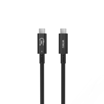 Wiwu Wi-C102 Type-C to Type-C Thunderbolt 5 Kablo 16K Ultra HD 240W 180cm Siyah