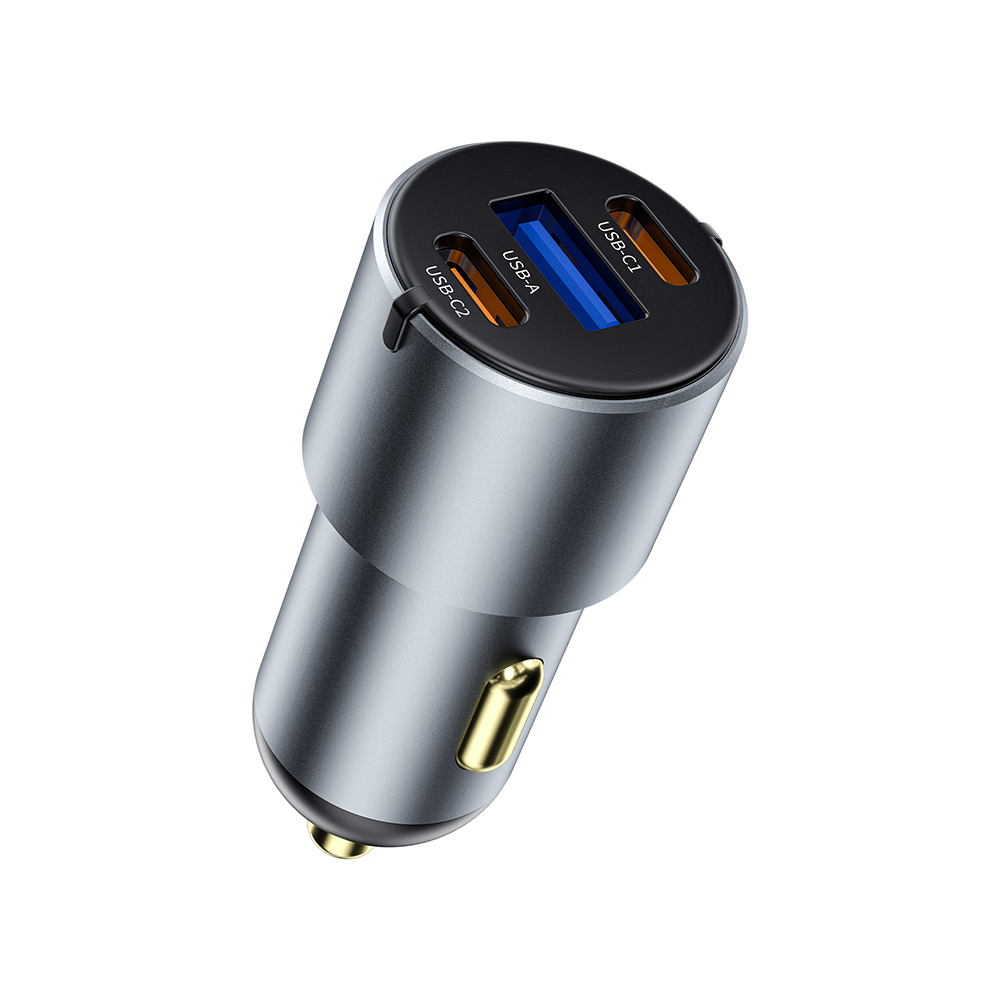 Wiwu Wi-CC032 Nano Pro Series Dual Type-C + USB-A Fast Charging Current Protection Car Charger PD AND QC3.0 60W - 1