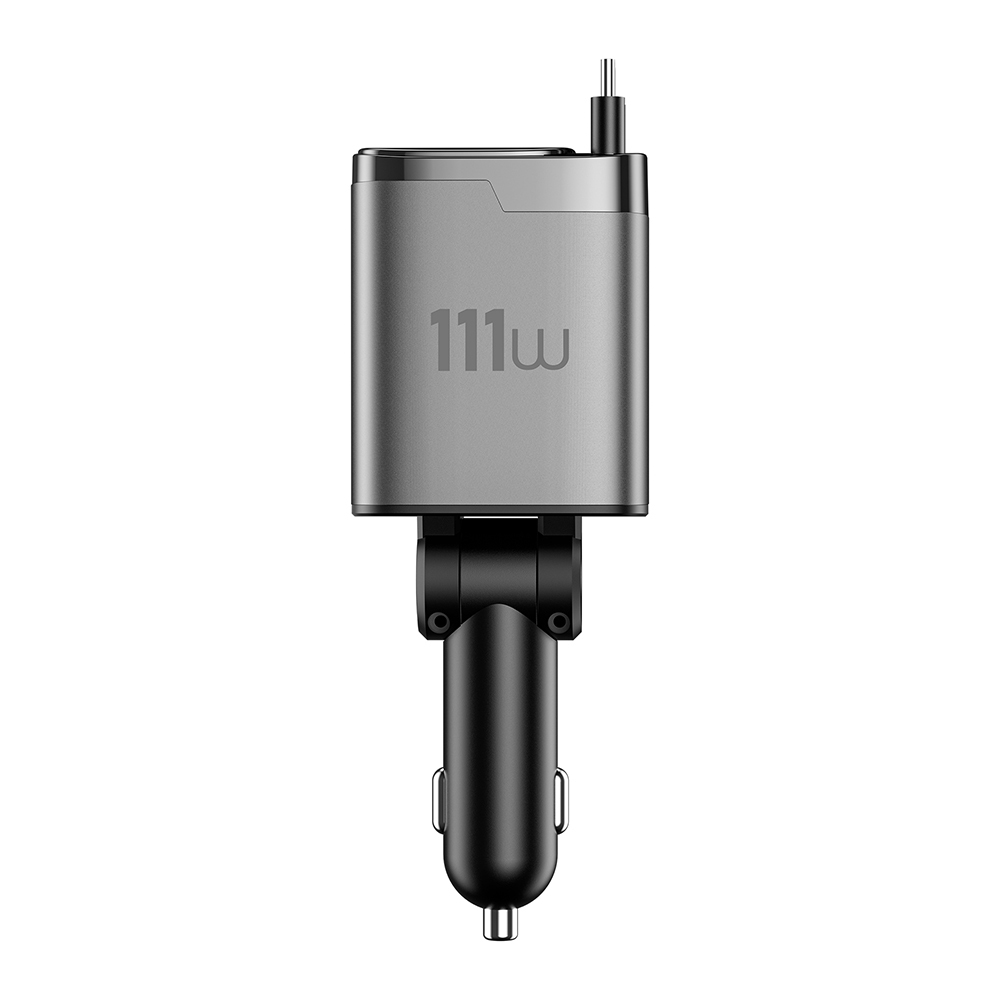 Wiwu Wi-CC034 Type-C + USB-A Fast Charging Car Charger with GaN Technology and Built-in Cable 111W - 3