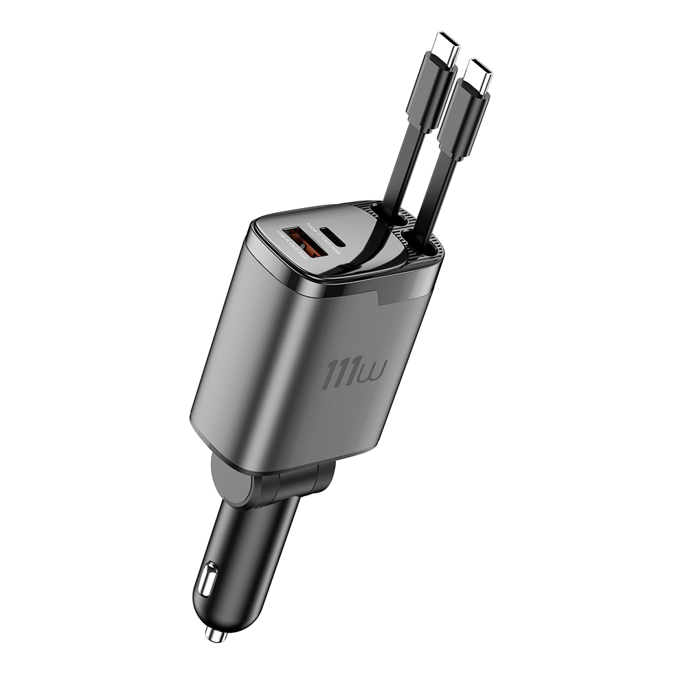 Wiwu Wi-CC034 Type-C + USB-A Fast Charging Car Charger with GaN Technology and Built-in Cable 111W - 8