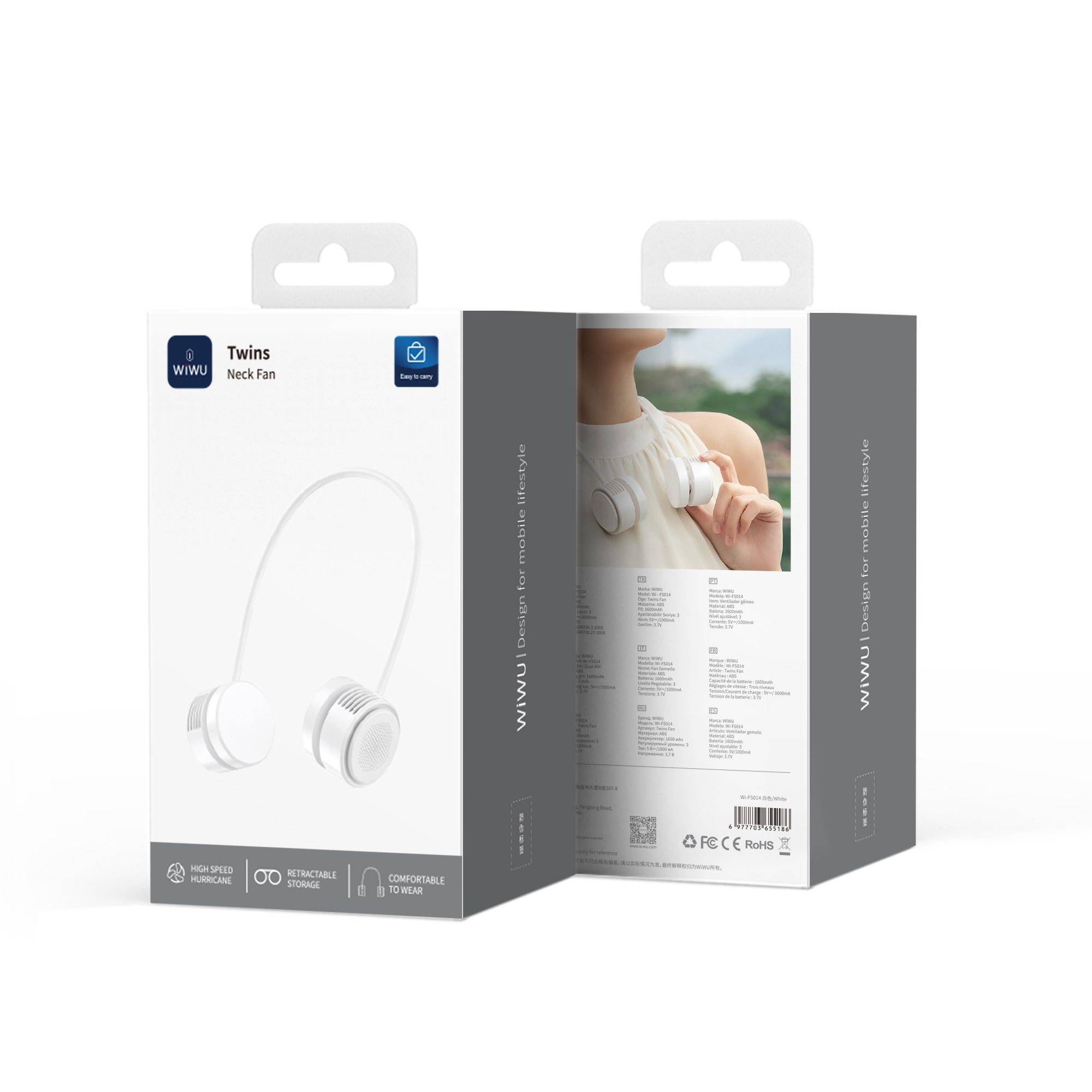 Wiwu Wi-FS014 Twins Neck Taşınabilir Şarjlı Boyun Askılı Fan - 7