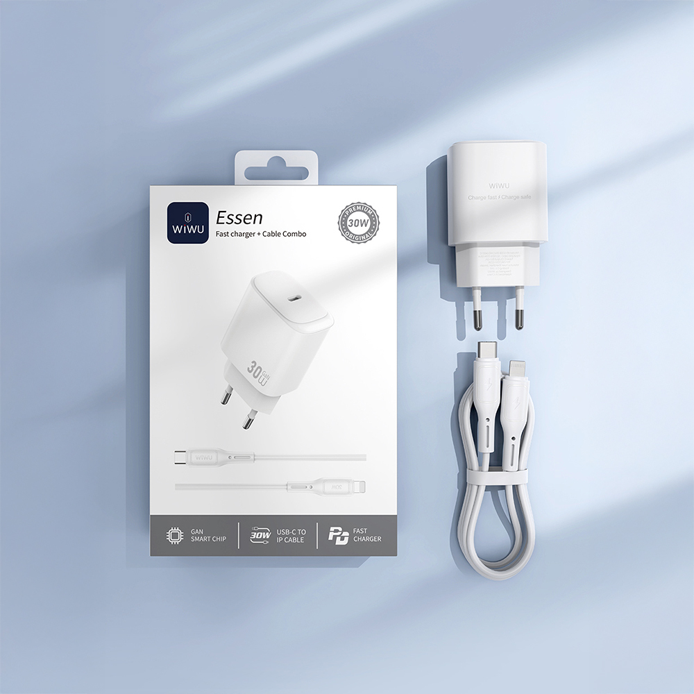 Wiwu Wi-G008 Essen Series GaN Tech PD Fast Charging Head Type-C to Type-C PD 30W Wired Charging Set - 13