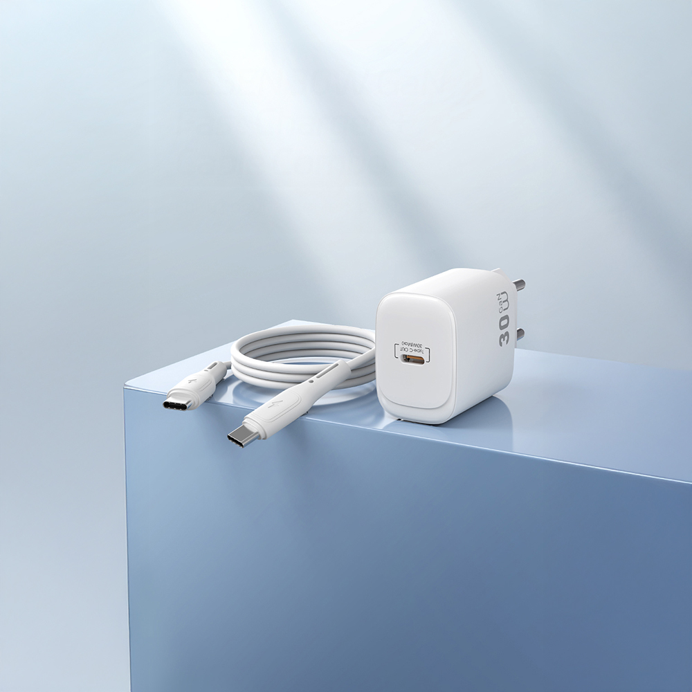 Wiwu Wi-G008 Essen Serisi GaN Tech PD Hızlı Şarj Başlığı Type-C to Type-C PD 30W Kablolu Şarj Seti - 10