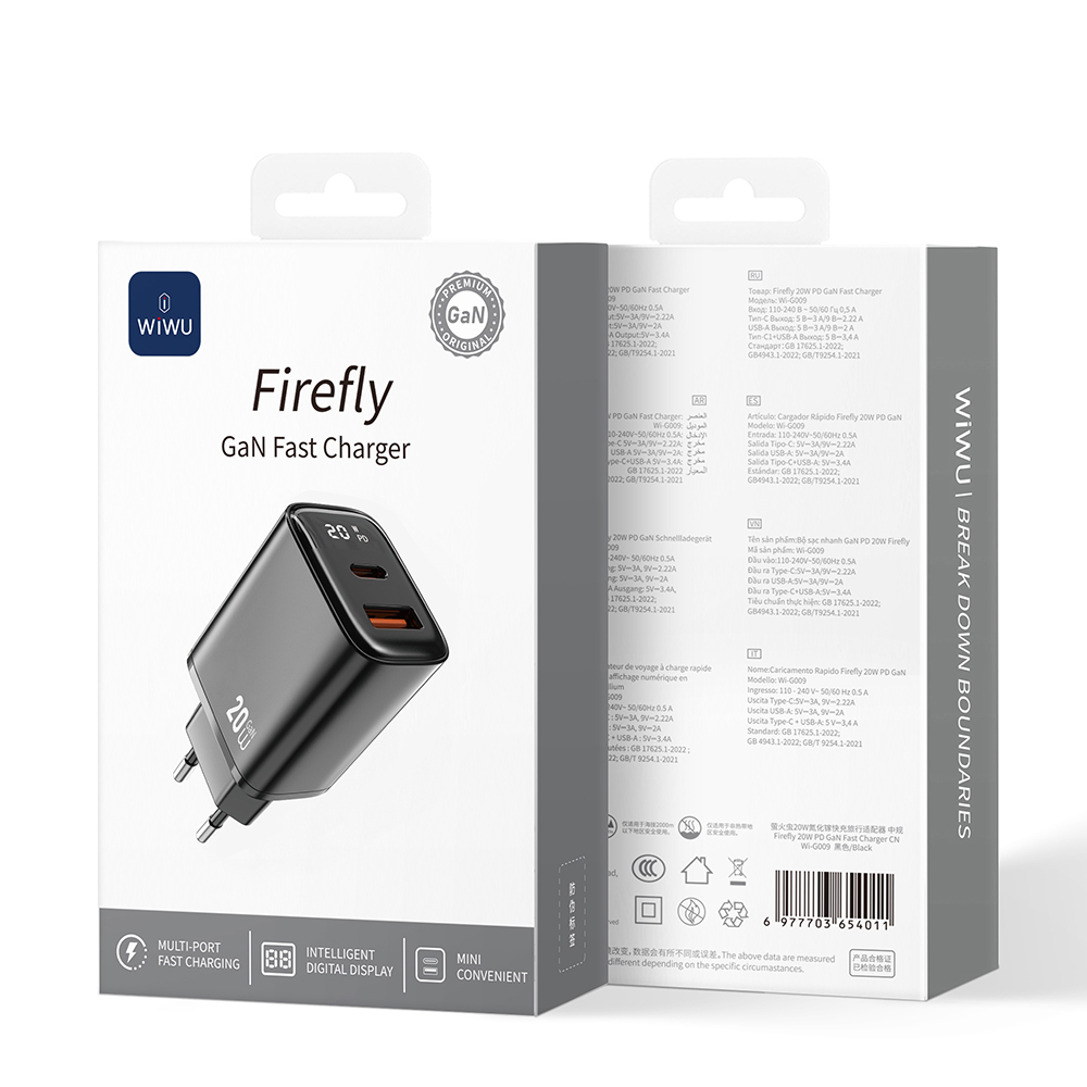 Wiwu Wi-G009 Firefly Serisi GaN Tech PD Hızlı Şarj Özellikli Şarj Başlığı 20W - 5