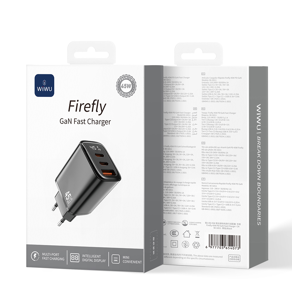 Wiwu Wi-G011 Firefly Serisi GaN Tech PD Hızlı Şarj Özellikli Şarj Başlığı 45W - 5
