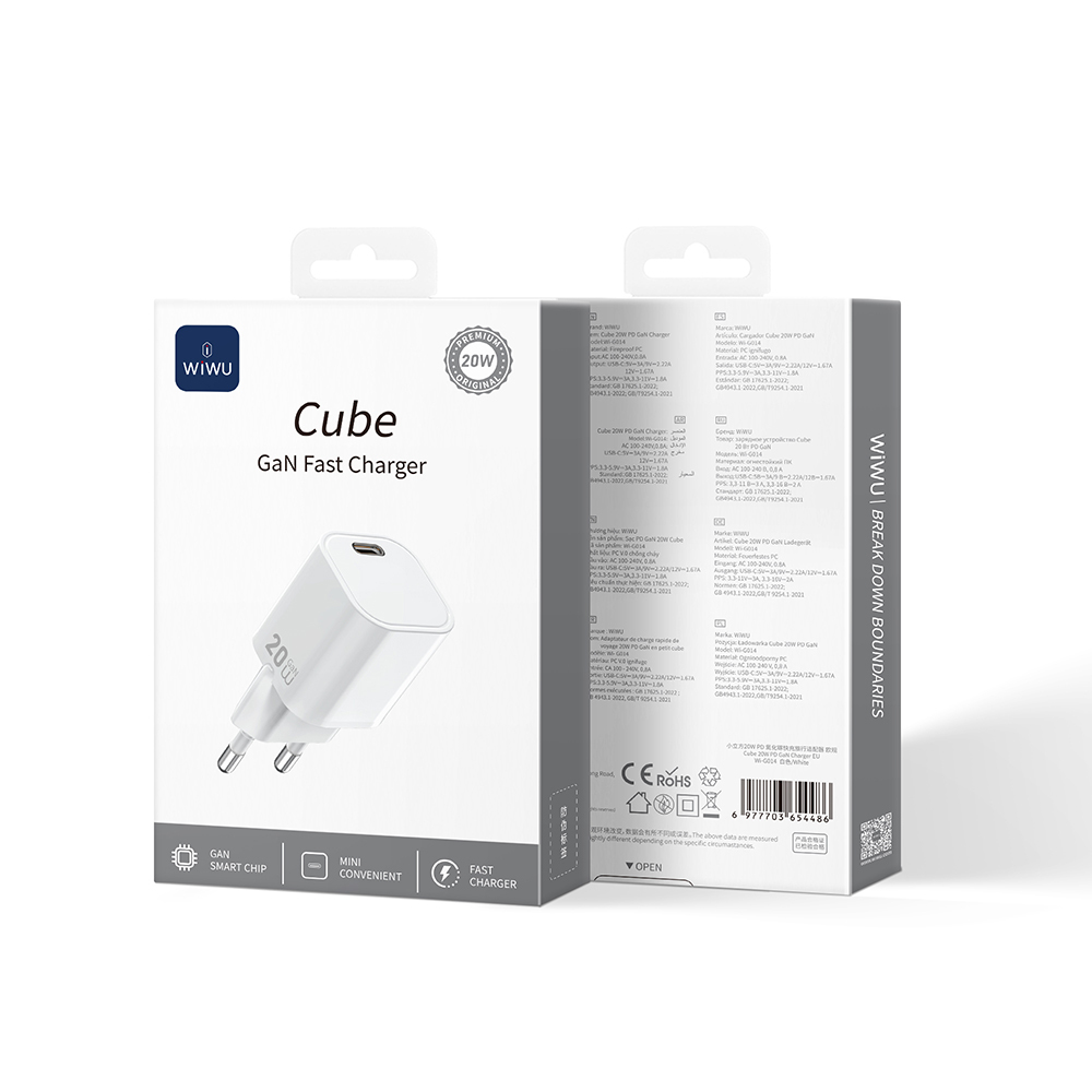 Wiwu Wi-G014 Cube Serisi GaN Tech PD Hızlı Şarj Özellikli Mini Şarj Başlığı 20W - 4