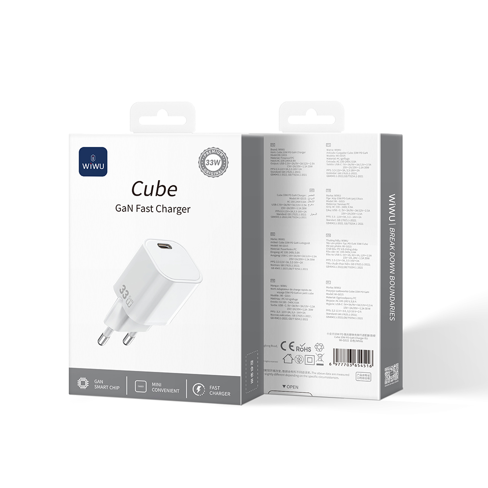 Wiwu Wi-G015 Cube Serisi GaN Tech PD Hızlı Şarj Özellikli Mini Şarj Başlığı 33W - 4
