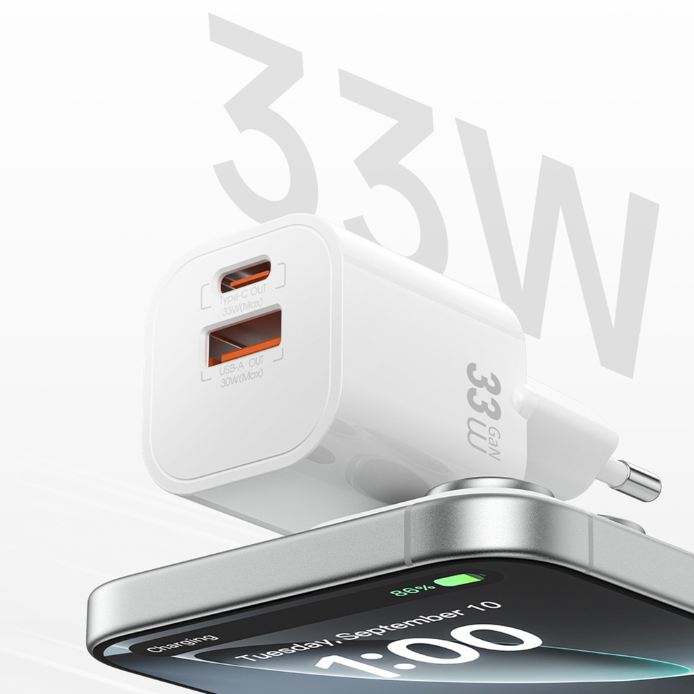 Wiwu Wi-G017 Cube Serisi Type-C PD & USB-A GaN Tech PD Hızlı Şarj Özellikli Mini Şarj Başlığı 33W - 6