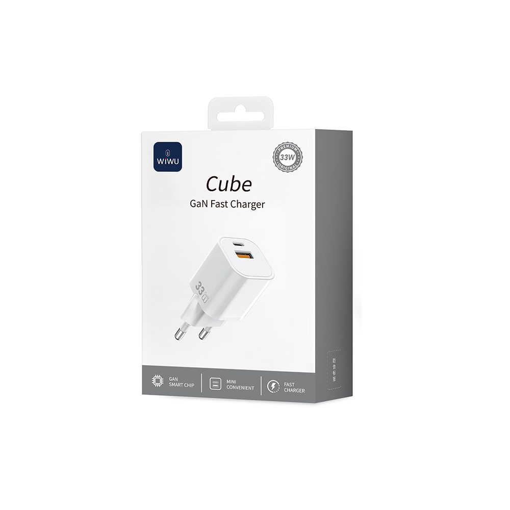 Wiwu Wi-G017 Cube Serisi Type-C PD & USB-A GaN Tech PD Hızlı Şarj Özellikli Mini Şarj Başlığı 33W - 10