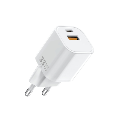 Wiwu Wi-G017 Cube Serisi Type-C PD & USB-A GaN Tech PD Hızlı Şarj Özellikli Mini Şarj Başlığı 33W Beyaz