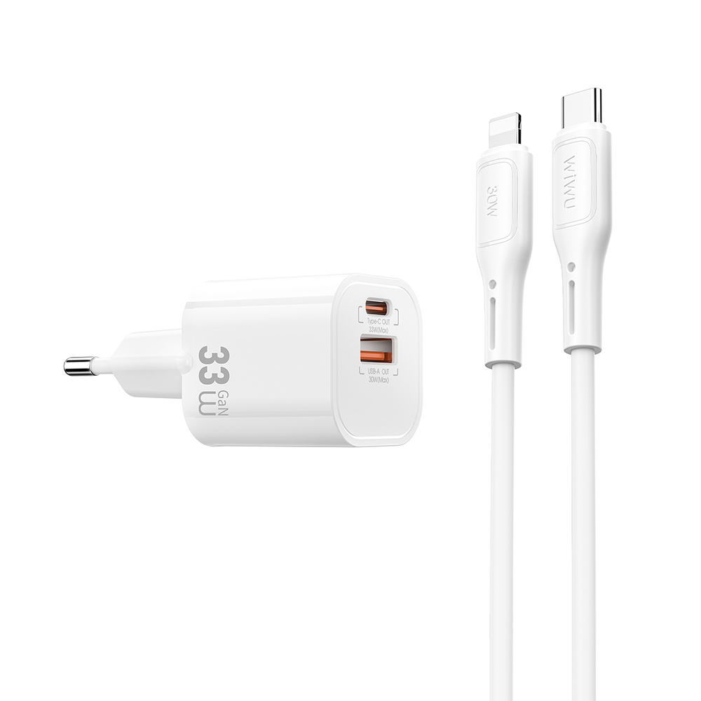 Wiwu Wi-G018 Cube Serisi Type-C to Lightning GaN Tech PD Hızlı Şarj Özellikli Kablolu Şarj Seti 33W - 3