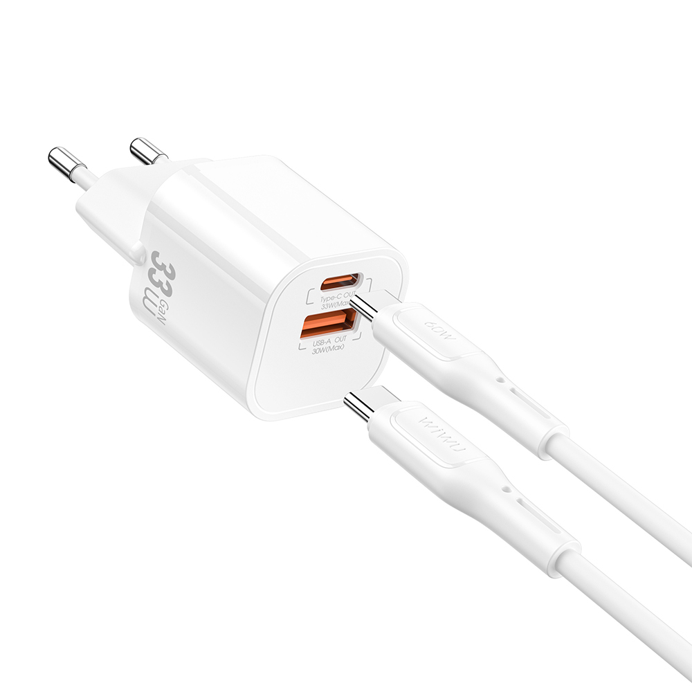 Wiwu Wi-G018 Cube Serisi Type-C to Type-C GaN Tech PD Hızlı Şarj Özellikli Kablolu Şarj Seti 33W - 1