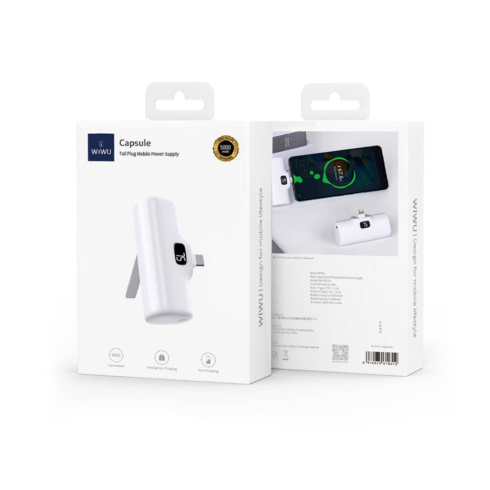 Wiwu Wi-P017 Capsule Series 2in1 Mini Portable Type-C Powerbank with Stand 5000mAh - 2