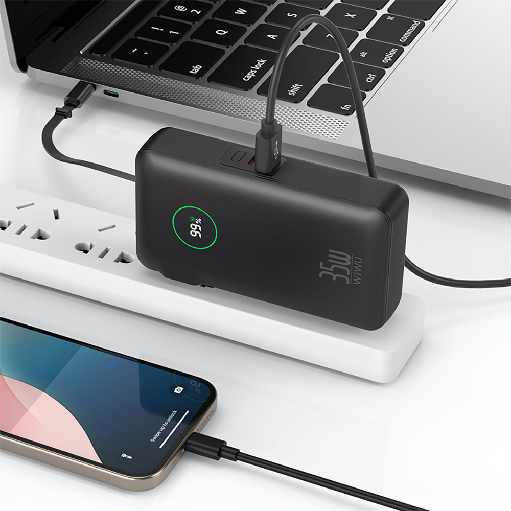 Wiwu Wi-P049 Noble Serisi Type-C Kablolu Dijital LED Göstergeli Powerbank PD 35W 10000mAh - 10