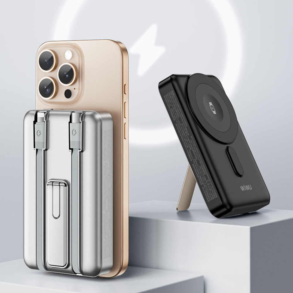 Wiwu Wi-P056 Taşınabilir Wireless Şarj ve PD Hızlı Şarj Özellikli Powerbank 15W 10000mAh - 17
