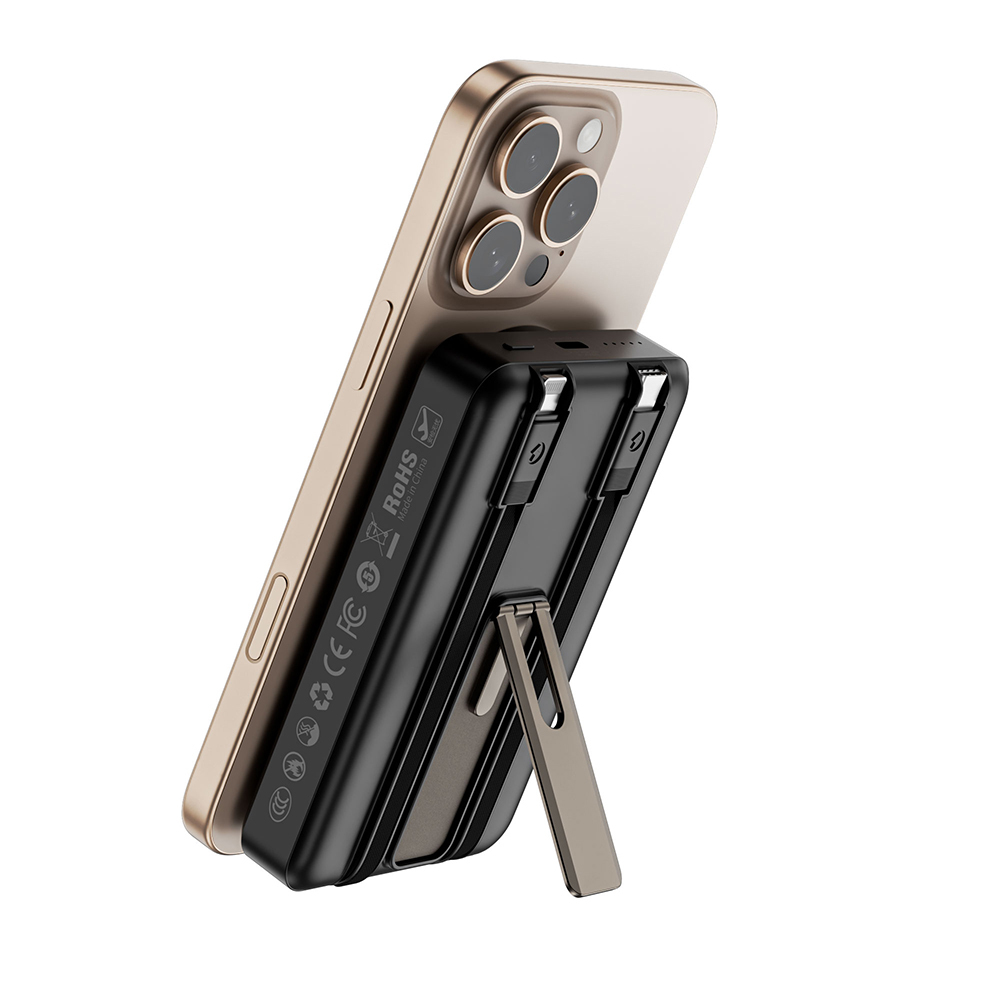 Wiwu Wi-P056 Taşınabilir Wireless Şarj ve PD Hızlı Şarj Özellikli Powerbank 15W 10000mAh - 13