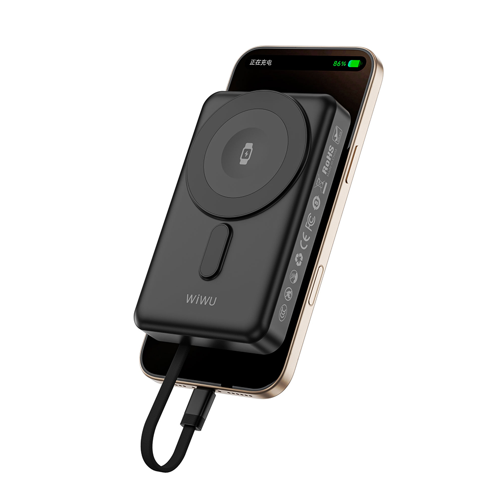 Wiwu Wi-P056 Taşınabilir Wireless Şarj ve PD Hızlı Şarj Özellikli Powerbank 15W 10000mAh - 14