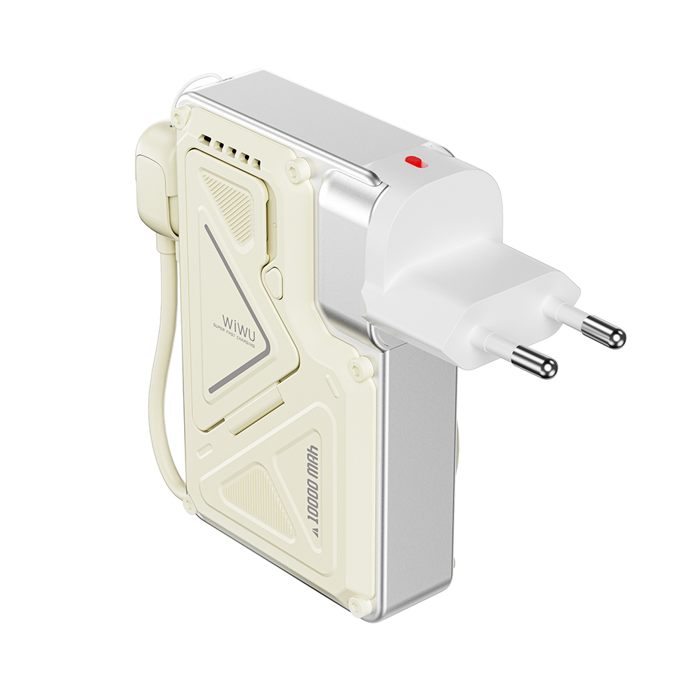 Wiwu Wi-P057 Knight Serisi Taşınabilir Wireless Type-C ve Lightning Kablolu Standlı PD Powerbank 35W 10000mAh - 5