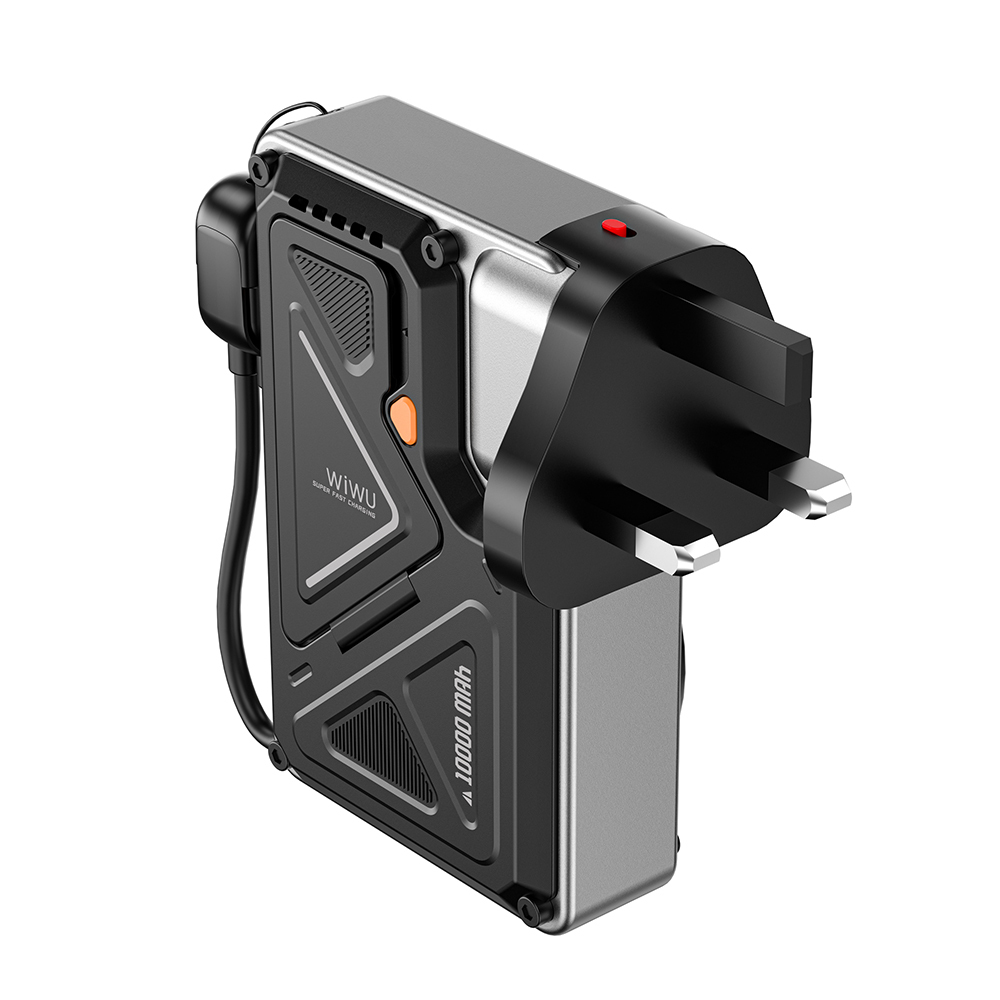 Wiwu Wi-P057 Knight Serisi Taşınabilir Wireless Type-C ve Lightning Kablolu Standlı PD Powerbank 35W 10000mAh - 9