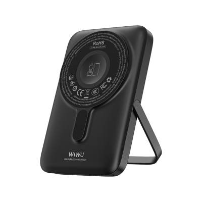 Wiwu Wi-P077 Pionner Series Portable Wireless Charging and PD 20W Fast Charging Stand Power Bank 15W 10000mAh Black