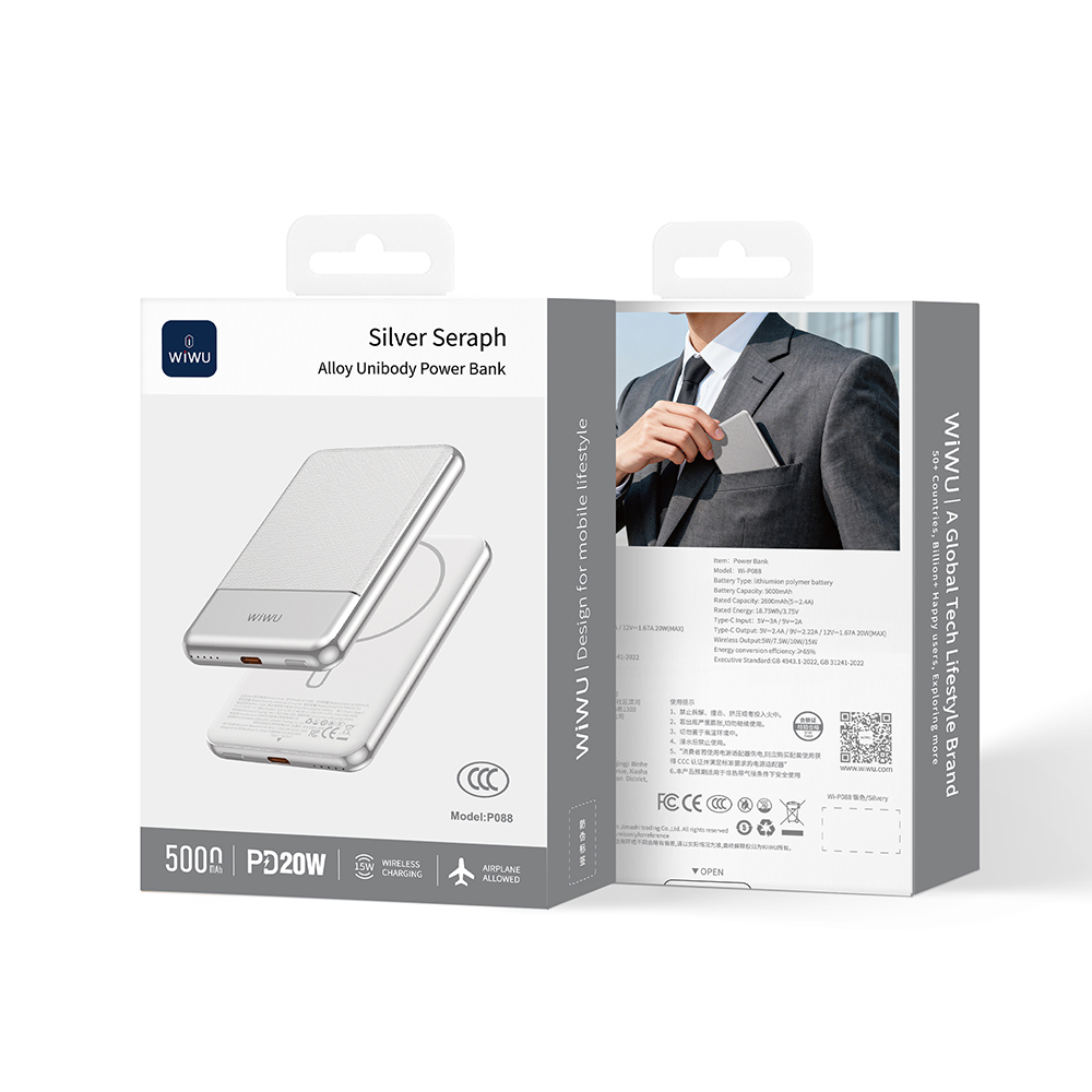 Wiwu Wi-P088 LED Işık Göstergeli PD 20W Kablosuz Powerbank 5000mAh 15W - 6