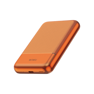 Wiwu Wi-P089 LED Işık Göstergeli PD 20W Kablosuz Powerbank 10.000mAh 15W Turuncu