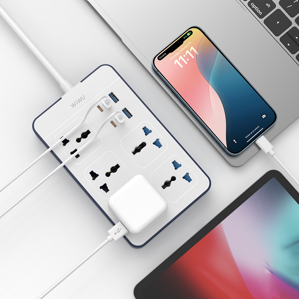 Wiwu Wi-S006 20W GaN Tech Power Strip 11 in 1 Multiple Socket - 7