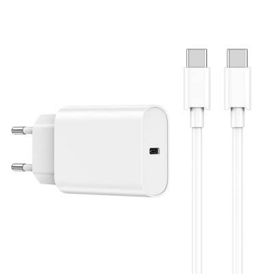 Wiwu Wi-U001 Quick 20W Single Port Charging Head Type-C PD to Type-C 20W Wired Charger Set White