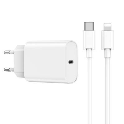 Wiwu Wi-U001 Quick 20W Tek Bağlantılı Şarj Başlığı Type-C to Lightning PD 20W Kablolu Şarj Seti Beyaz